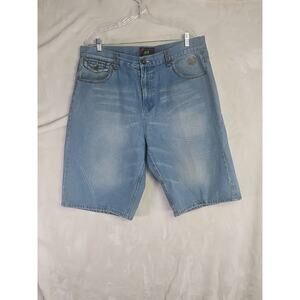 Phat Classics Men's Embroidered Denim Blue Jean Shorts Size 38 See Pics